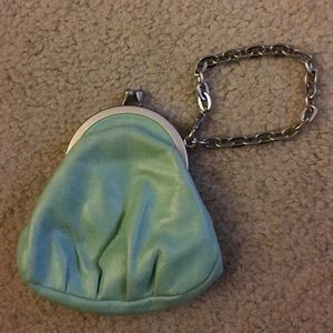 Mint color coin purse/clutch
