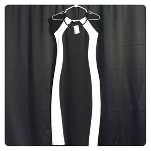 Black and white block dress