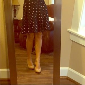 H&M Navy Polka Dot Pleated Skirt