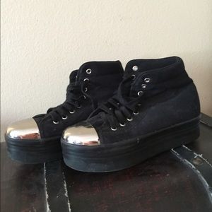Jeffrey Campbell steel toe platform shoe