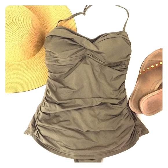 One Piece Taupe Halter Bathing Suit