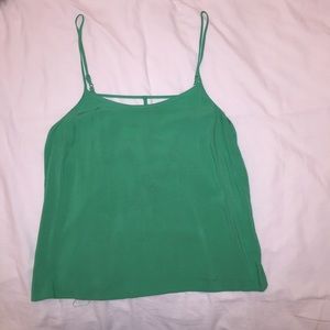 Chloe K green tank top with cage detail in back
