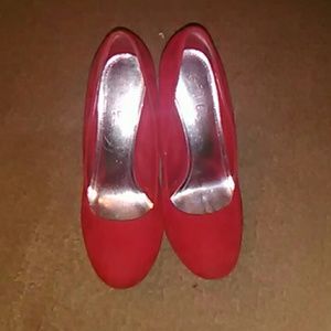 Red suede heels