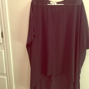 Dark grey sheer high low blouse