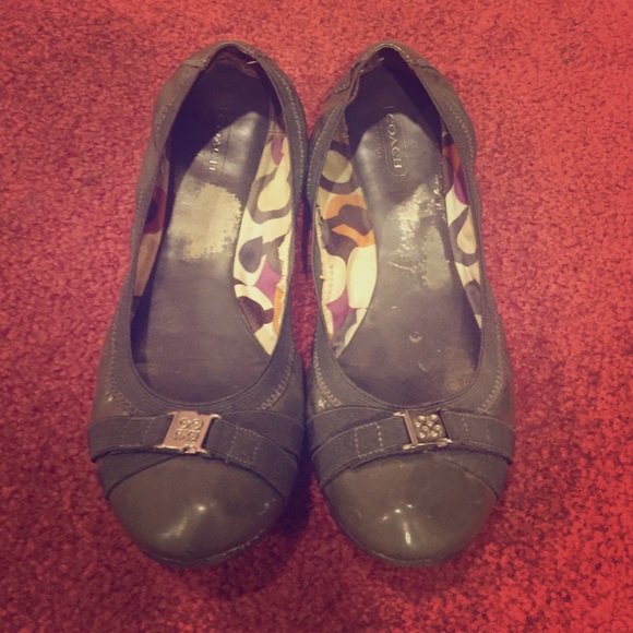 Gray Coach Ballet Flats