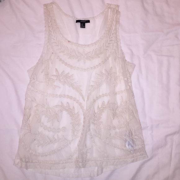 Forever21 cream lace tank top - Picture 1 of 4