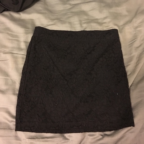Black lace mini skirt