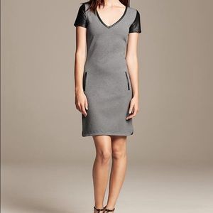 Banana Republic faux leather trim shift dress