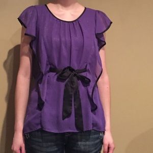 Purple blouse with butterfly sleeves