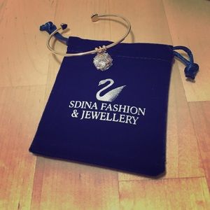 Gold Plated 6 Diamonds Ball Cuff Bangle