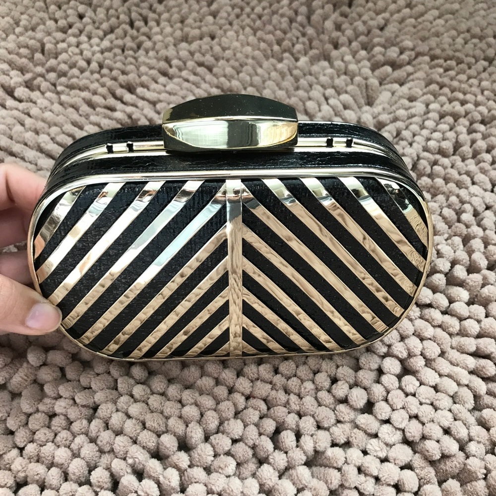 Black Gold Stripe Clutch