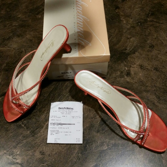 Coral rhinestone strapped dress heel