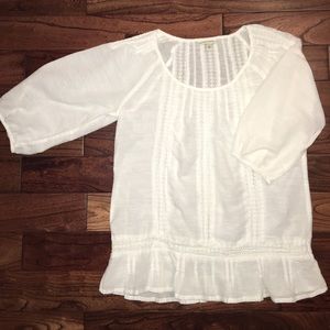 White cotton blouse with eyelet insets