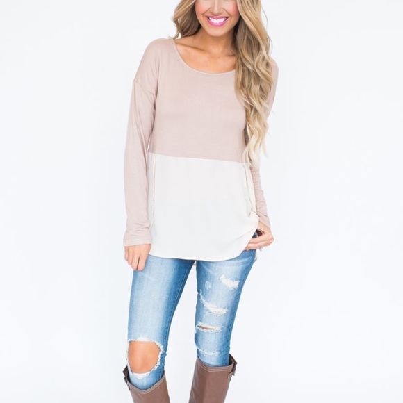 Loveriche Tops - Mocha Chiffon Bottom Boutique Top!