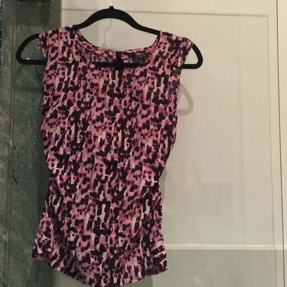 Ann Taylor Sleeveless Silk Print Blouse Sz 0P - Picture 1 of 2