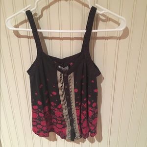 Black tank with floral gradient cropped tank