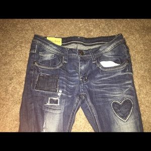 Machine Distressed Skinny Jeans