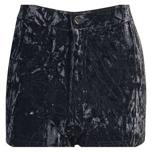 Black Velvet Crushed High Waisted Shorts