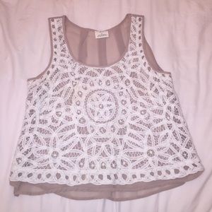 Pins & Needles beige tank top with lace detail