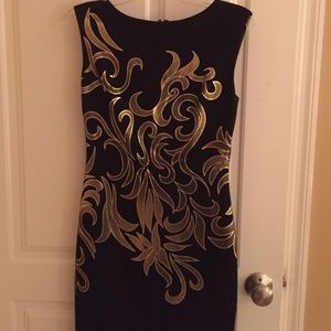 Sexy Black & Gold Dress size 4 Caché