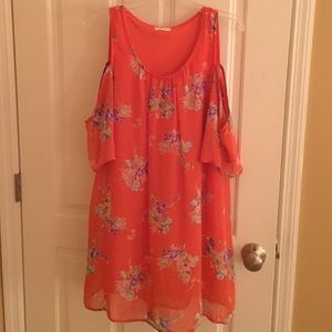 cold-shoulder flowy floral dress