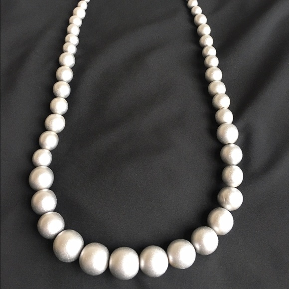 Silver Wood Pearl Necklace