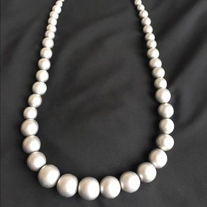 Silver Wood Pearl Necklace
