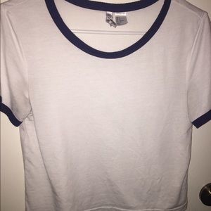 H&M White Tee with Blue Detailing