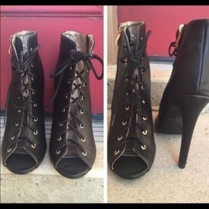 Charlotte Russe Black Lace Up Heels