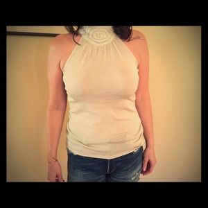Shimmery halter turtleneck style sweater