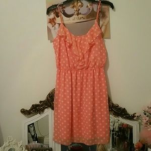 Pinky coral polka dot dress