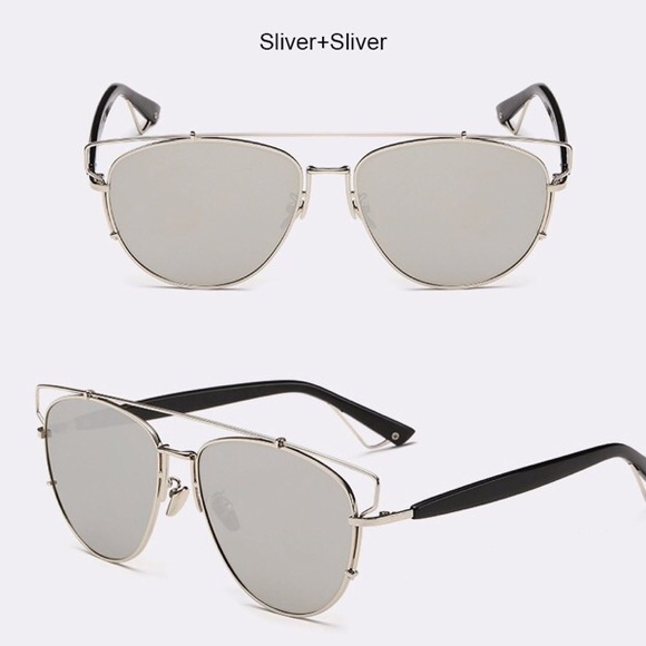 Silver/Black Mirrored Polarized Sunglasses 😍 - Picture 2 of 4