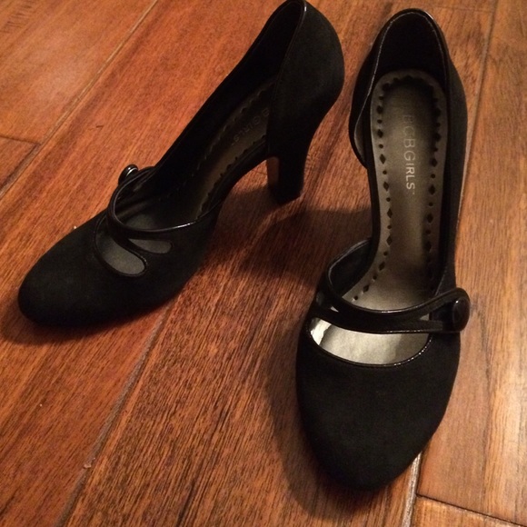 BCBGirls Black Suede Mary Jane Heels