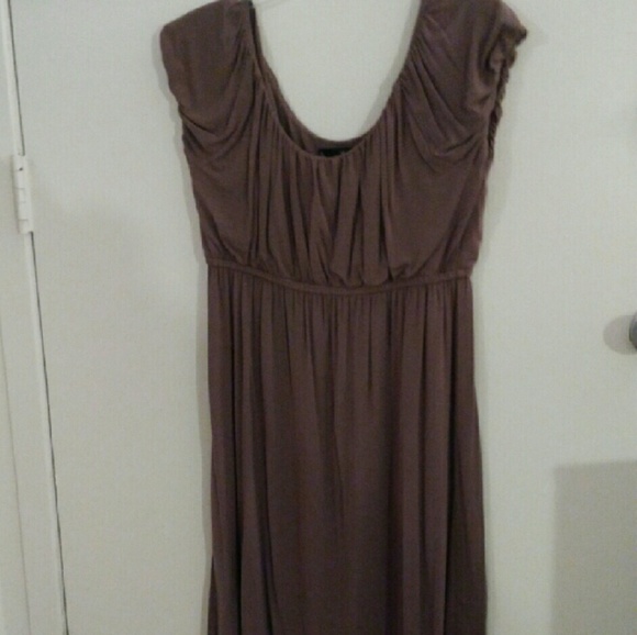 Light brown empire waist peasant dress