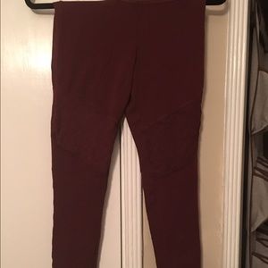 Maroon Moto Leggings