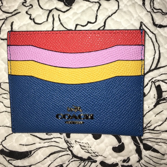 Coach Flat Card Case in Colorblock Leather