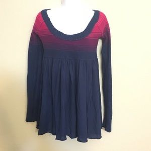 FREE PEOPLE navy/pink ombre sweater