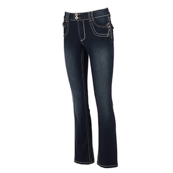 Angels Dark Distressed Bootcut Jeans