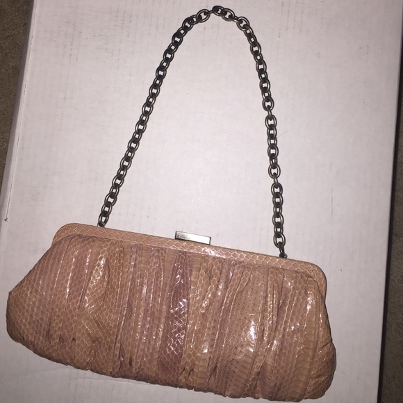 Bebe snake clutch purse