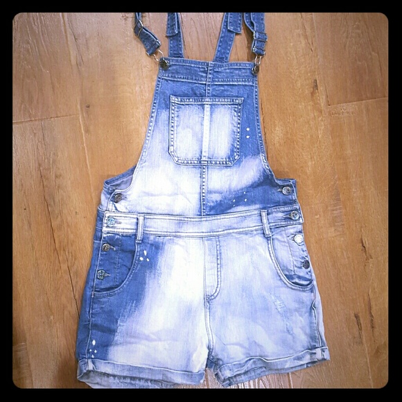 Couture cow print denim overalls - Picture 1 of 1