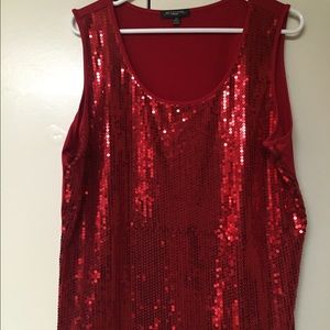 Red sequence tank top