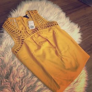 Mustard yellow caged tank top