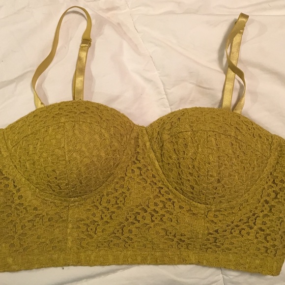 Olive lace bustier style crop top