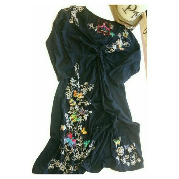 JW Los Angeles Black Embroidered Dress