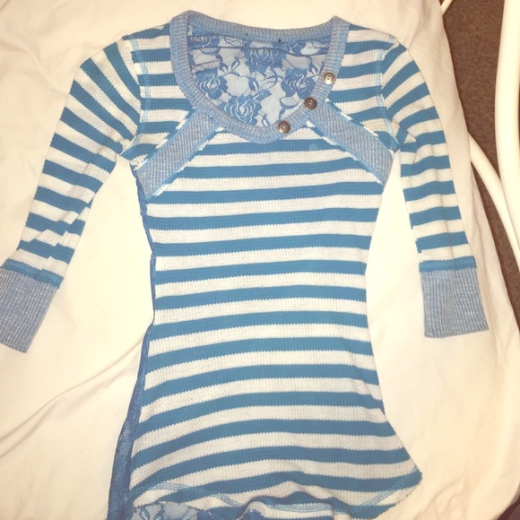 Blue and white striped shirt