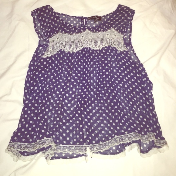 Blue and white polka dot shirt