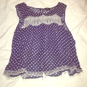 Blue and white polka dot shirt
