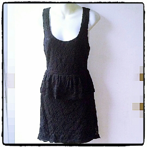 Pins and Needles Black Peplum Lace Dress - Picture 2 of 4
