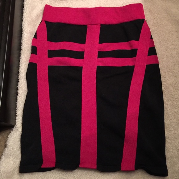 Fuchsia & black skirt