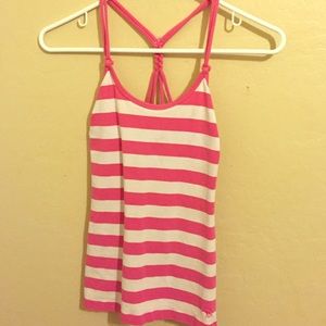 Pink and white striped top